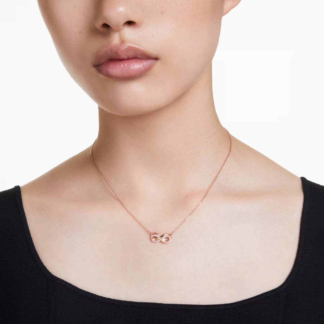 Hyperbola Pendant, Pavé, Infinity, White, Rose Gold-Tone Plated 5684084 | Swarovski 5 Hyperbola Pendant, Pavé, Infinity, White, Rose Gold-Tone Plated 5684084 | Swarovski - Image 5