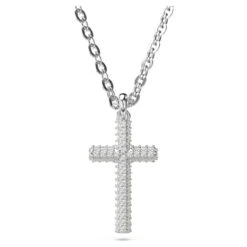 Insigne Pendant, Pavé, Cross, White, Rhodium Plated 5675577 | Swarovski