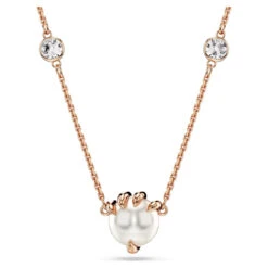 Dragon & Phoenix Pendant, Crystal Pearls, Dragon’s Claw, White, Rose Gold-Tone Plated 5685774 | Swarovski