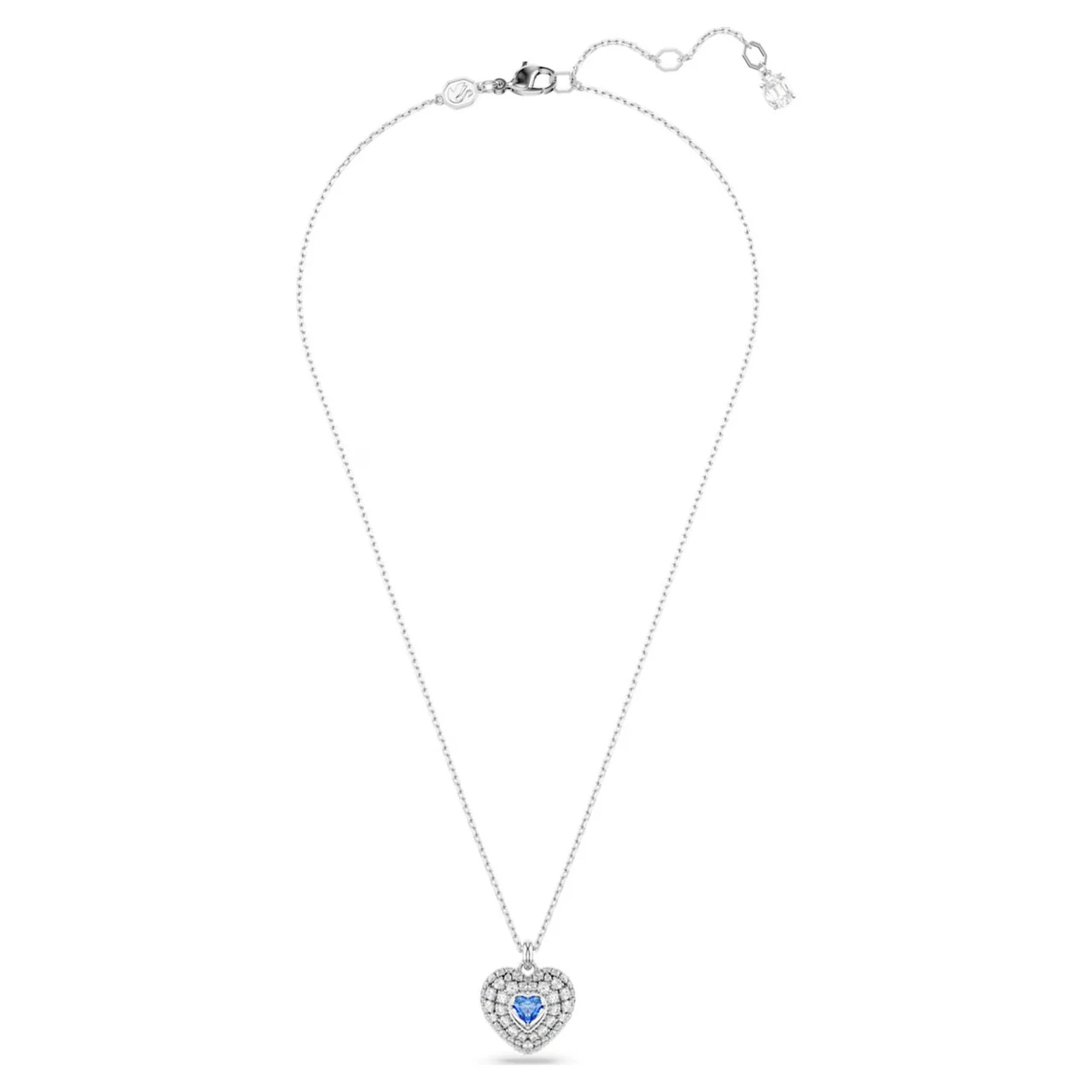 Hyperbola Pendant, Heart, Blue, Rhodium Plated 5680403 | Swarovski 2 Hyperbola Pendant, Heart, Blue, Rhodium Plated 5680403 | Swarovski - Image 2