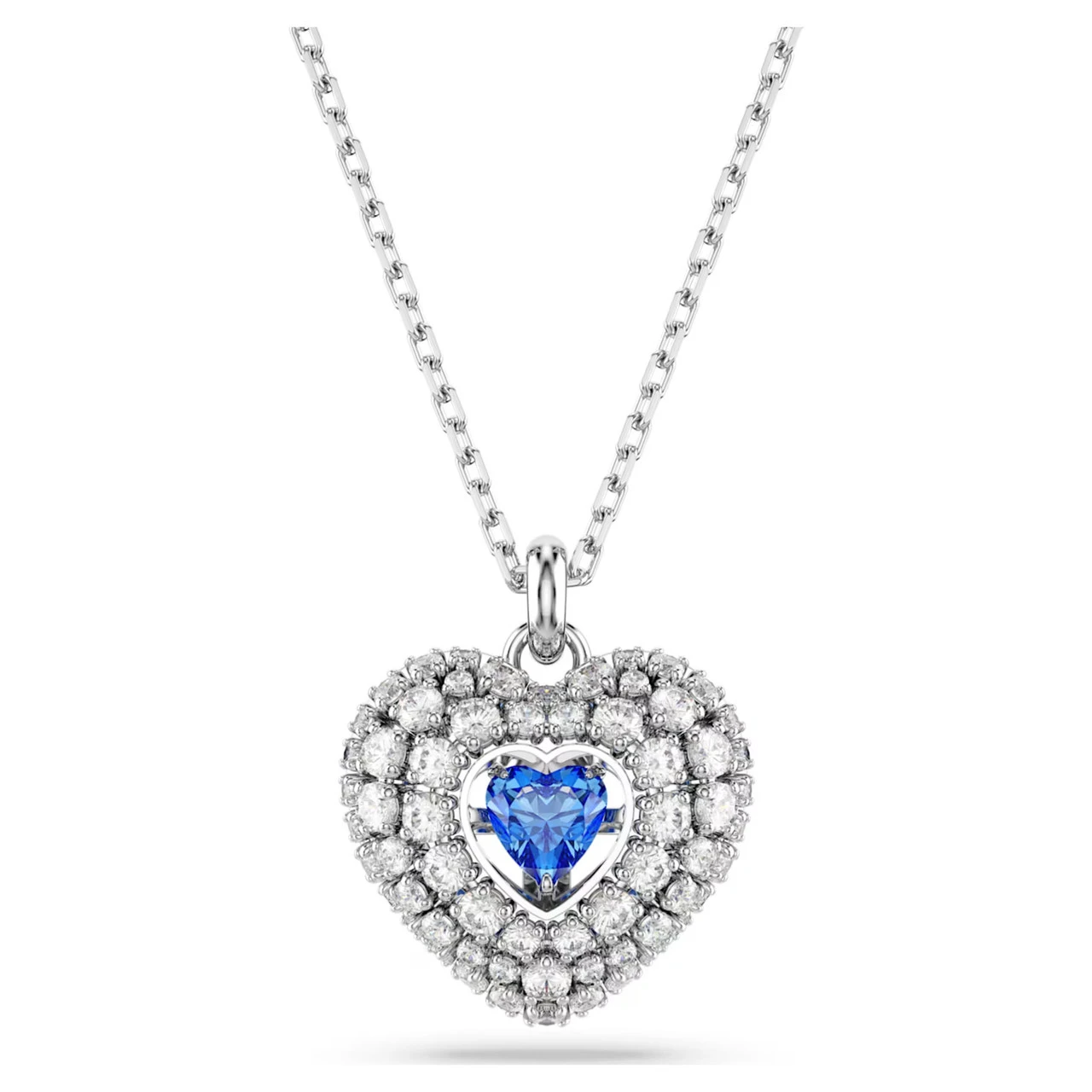 Hyperbola Pendant, Heart, Blue, Rhodium Plated 5680403 | Swarovski 1 Hyperbola Pendant, Heart, Blue, Rhodium Plated 5680403 | Swarovski