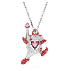 Alice In Wonderland Pendant, Playing Card, Red, Rhodium Plated 5682805 | Swarovski