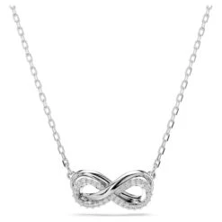 Hyperbola Pendant, Pavé, Infinity, White, Rhodium Plated 5687265 | Swarovski