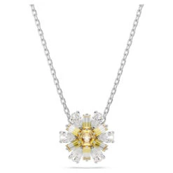 Idyllia Pendant, Flower, Yellow, Rhodium Plated 5679939 | Swarovski