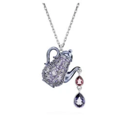 Alice In Wonderland Pendant, Teapot, Purple, Rhodium Plated 5682807 | Swarovski