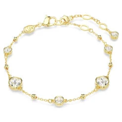 Imber Bracelet, Round Cut, White, Gold-Tone Plated 5680094 | Swarovski