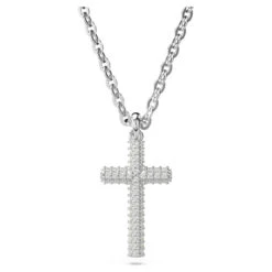 Insigne Pendant, Pavé, Cross, White, Rhodium Plated 5675577 | Swarovski -four seasons jewelry shop f17613c1 cf03 5d50 ad6c 7e03e519b2ce 54018.1696822927
